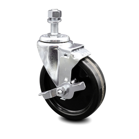 SERVICE CASTER 5 Inch Phenolic Wheel Swivel ½ Inch Threaded Stem Caster with Brake SCC SCC-TS20S514-PHS-TLB-121315